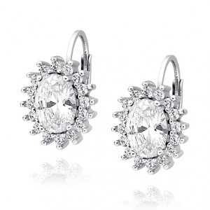Cercei argint cu tortita si pietre DiAmanti Z0685D1R_W-DIA (Argint 925‰ 4,1 g.)